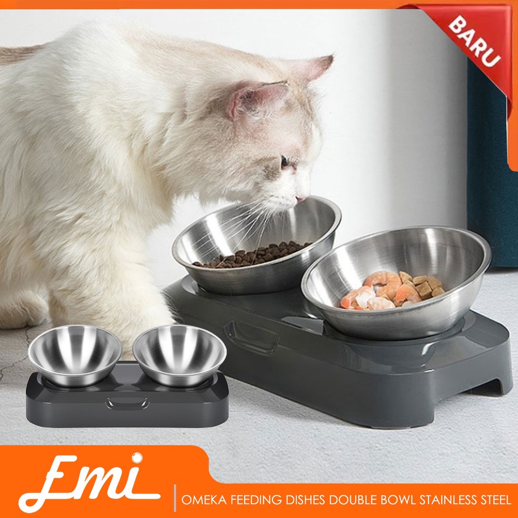 OMEKA Tempat Makan Hewan Peliharaan Kucing Anjing Feeding Dishes Stainless Steel - ORM10