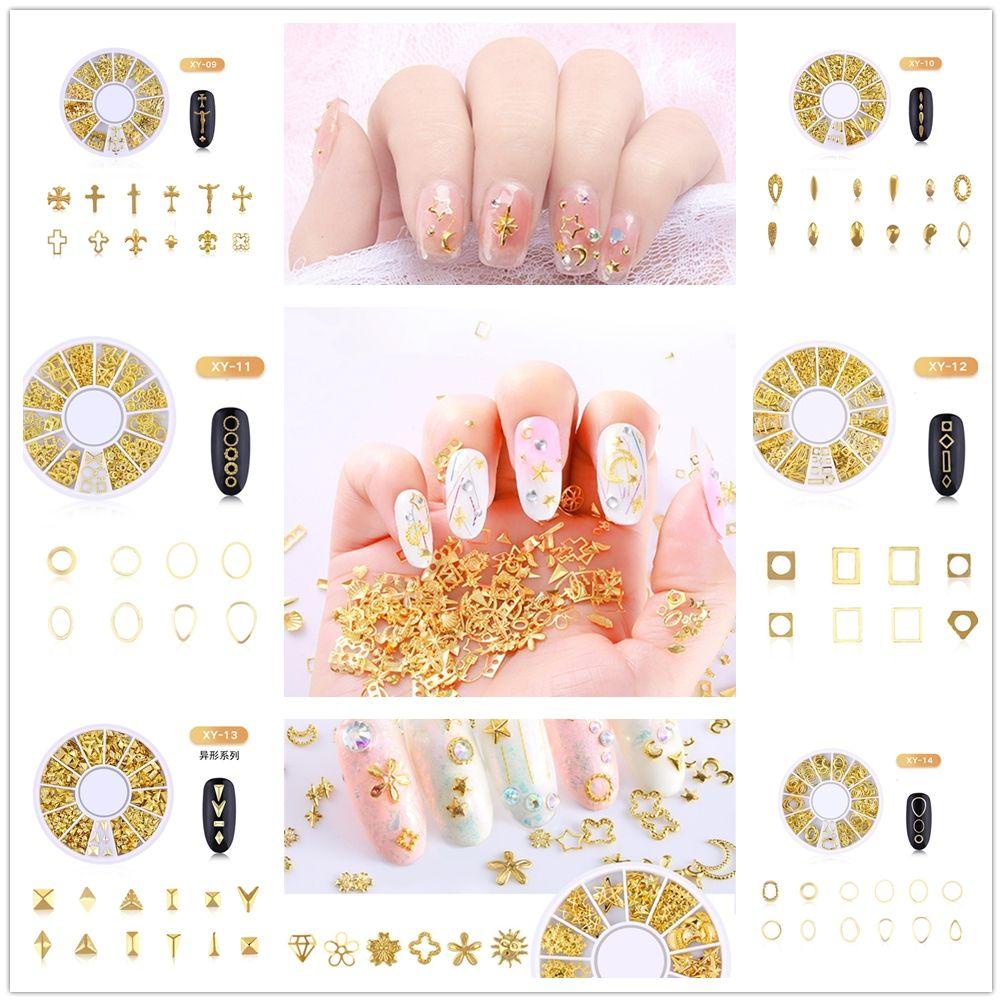 TOP Nail Art Dekorasi Perhiasan Aksesoris Campuran Berbentuk Payet Mengkilap Aksesoris Manicure