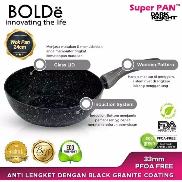 WOK ( WAJAN ) 24 cm, BLACK DARK KNIGHT Original BOLDe