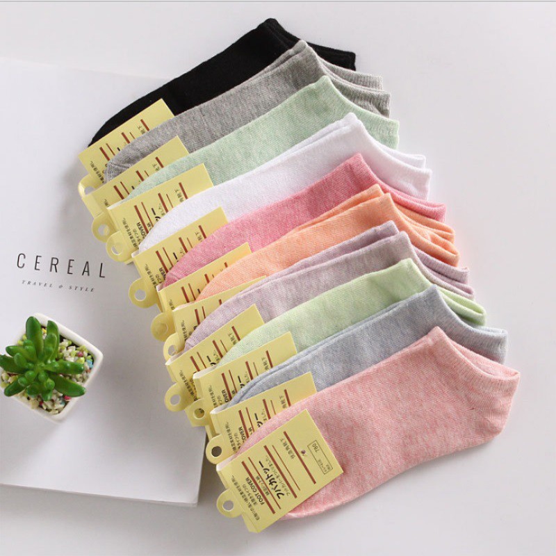 DODORY D060 Kaos Kaki Polos Wanita KaosKaki Spandek Pendek Korea Murah Short Socks-3
