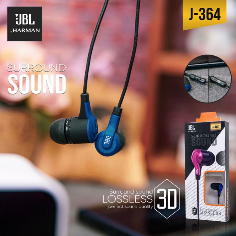 Headset JBL J364 Stereo Music BASS Earphone In Ear With Mic