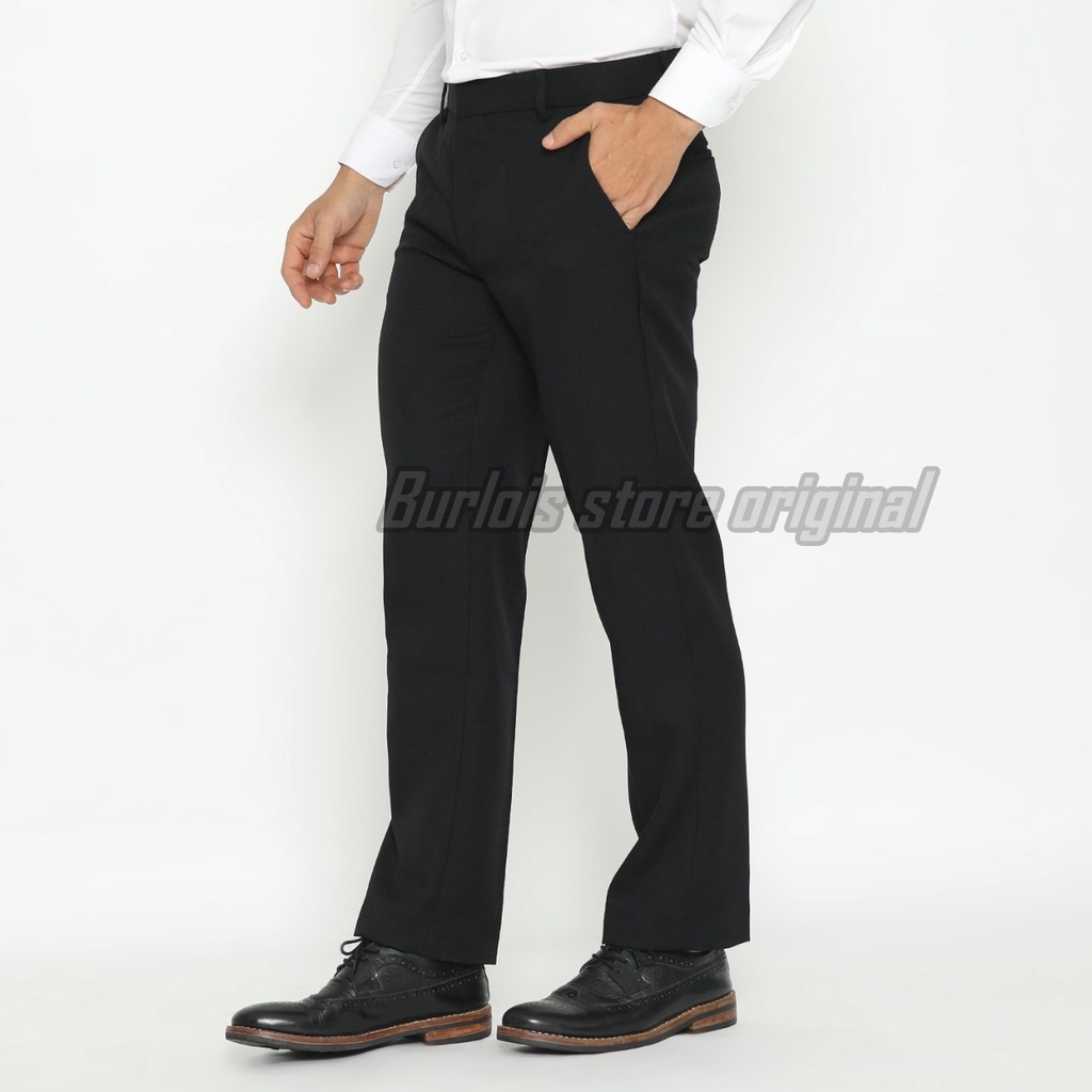 Burlois Store Original Celana Panjang Formal Slimfit Kantoran Wool Black