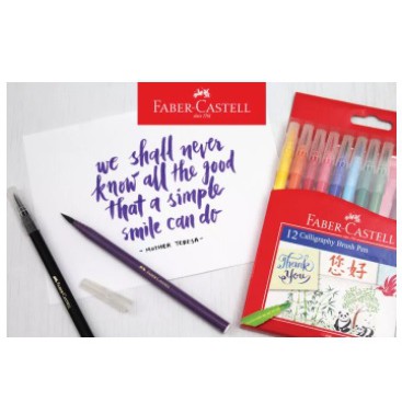 Faber Castell Calligraphy Brush Pen set 12 Warna Brushpen Bujo Kaligrafi Spidol Sepidol Tulis Indah