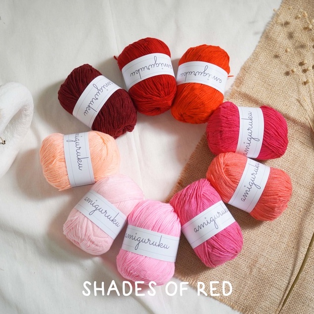 Benang Rajut Import Milk Cotton 3 ply - SHADES OF RED