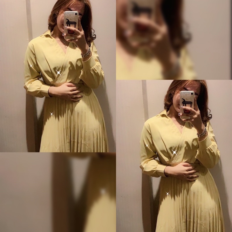YELLOW PLEAT DRESS