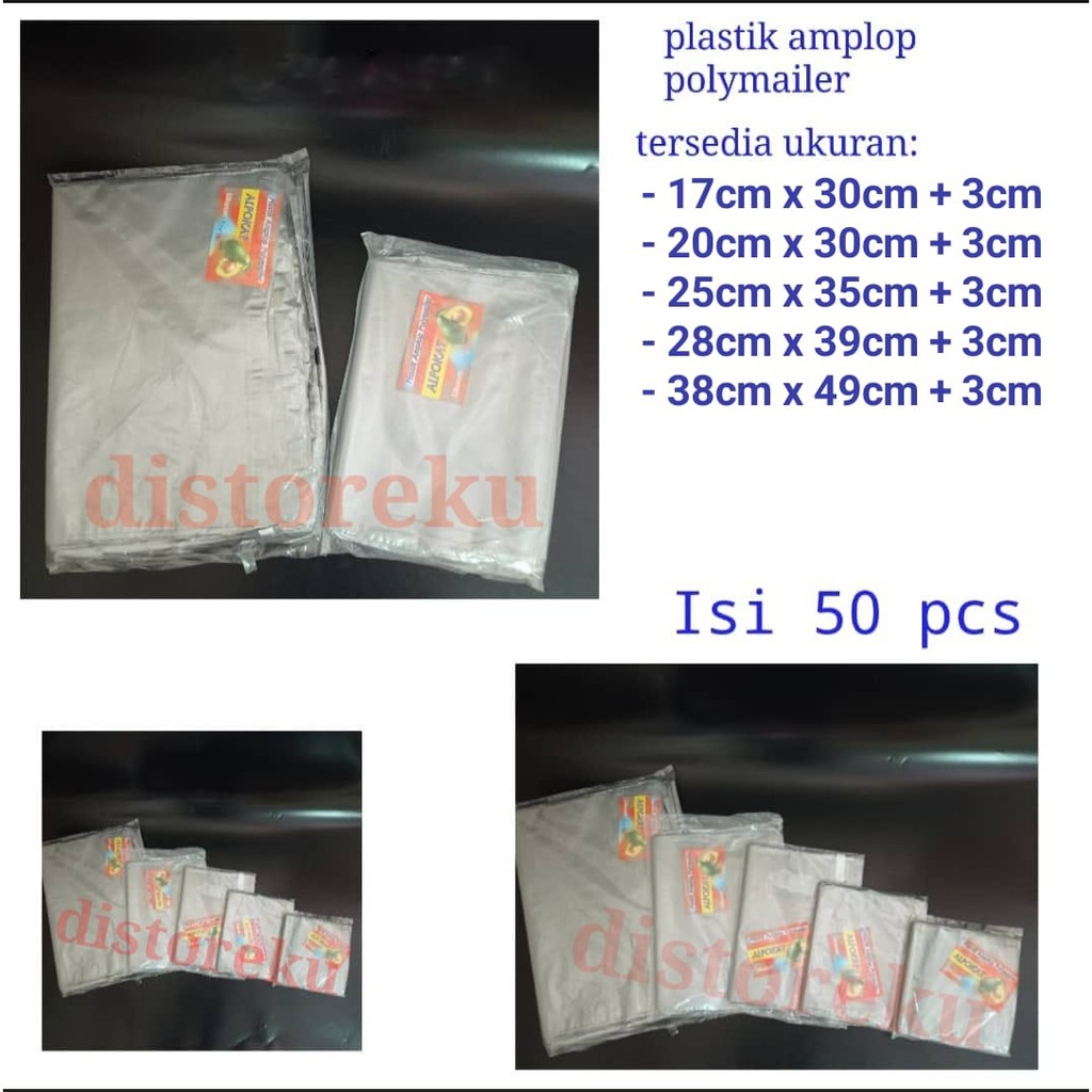 isi 50pcs 17x30 PLASTIK AMPLOP POLYMAILER SILVER KANTONG PACKAGING OLSHOP