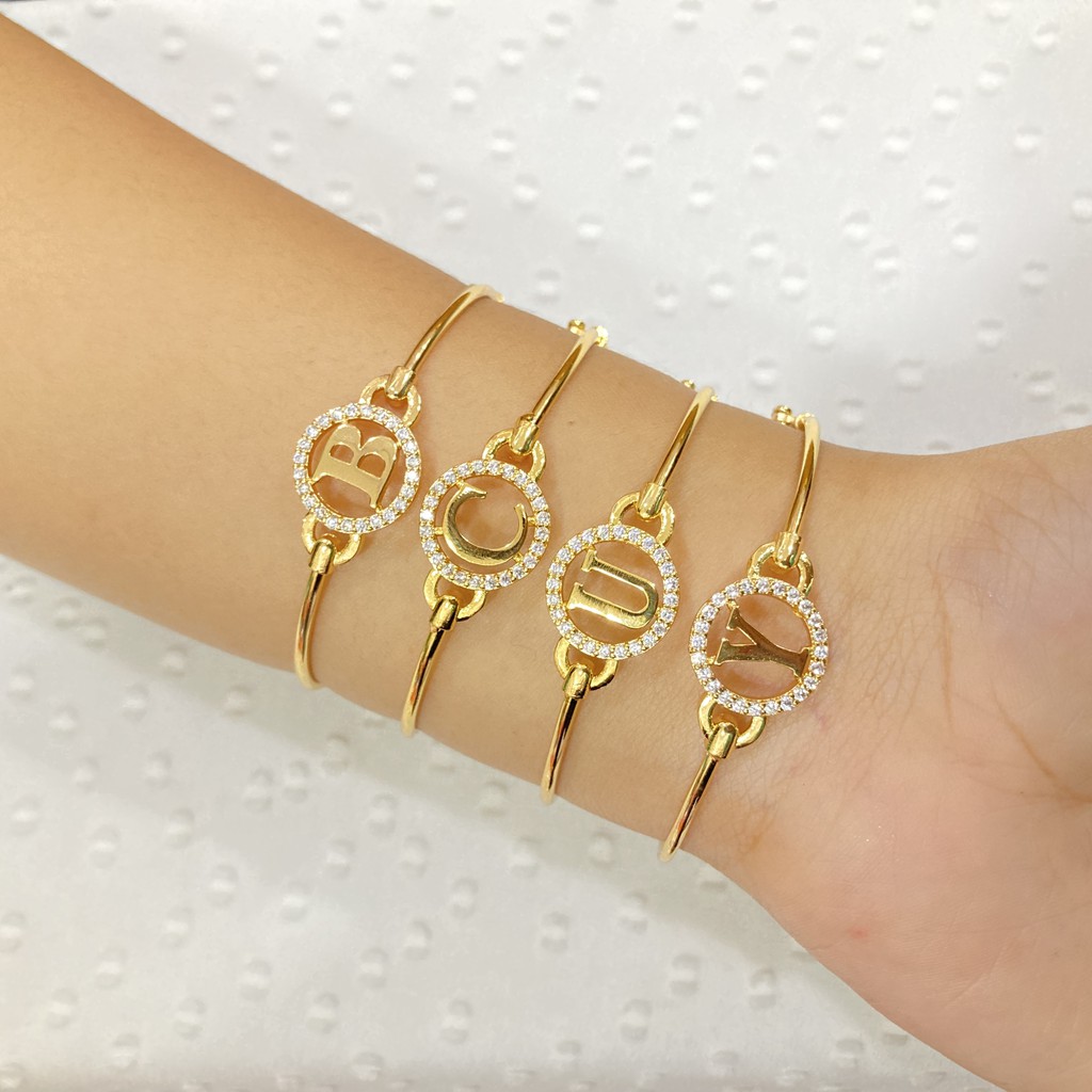 Gelang Huruf / Inisial A-Z Peramata Lapis Emas