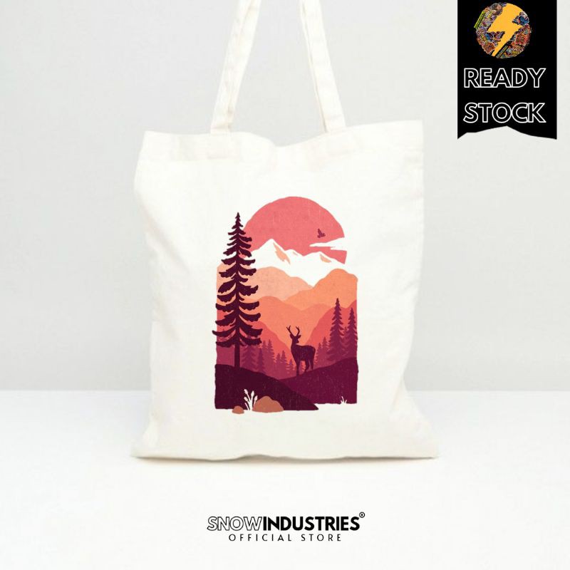 Tote Bag Wanita Pria Kanvas Premium Artsy Wild Oak