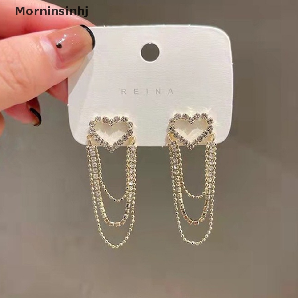 Mornin Cinta Rumbai Multi-Lapisan Rantai Panas-Terlaris Anting-Anting Baru Trendi Korea Berbentuk Hati Berlian Imitasi Anting Pesta Perhiasan Hadiah id