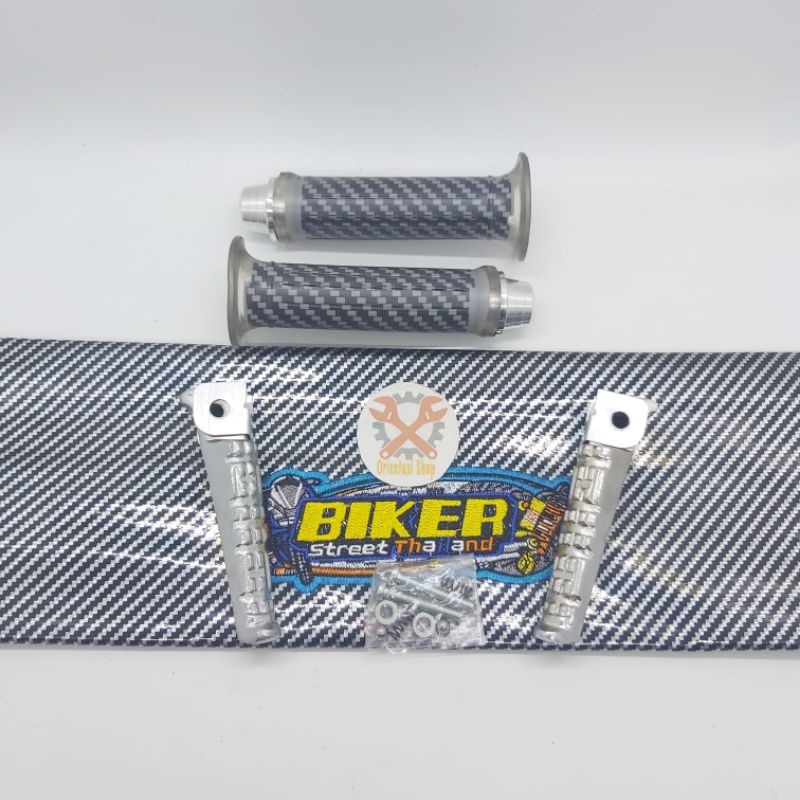 Kulit jok biker carbon plus grip Carbon plus Jalu stang plus FootStep universal Yamaha