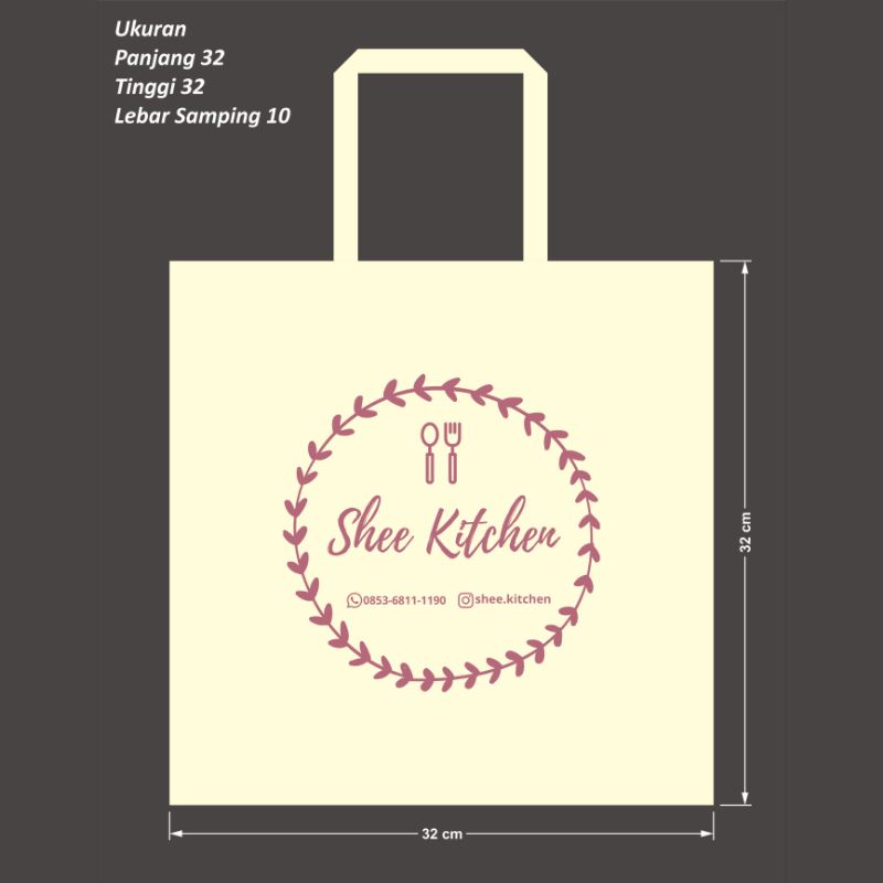 

Goodie Bag Spunbond Uk. 32cm x 10cm x 32cm Plus Sablon Custom