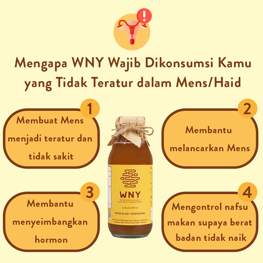 WNY | Atasi Mens atau Haid Tidak Teratur | Winey Healthy Drink | BPOM | HALAL | Atasi Mens atau Haid Sakit | Pelacar Mens | Pelancar Haid BERGARANSI