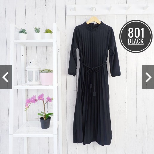 BD ANAK 801 - GAMIS LEHER PLISKET REMPEL ANAK POLOS PEREMPUAN SD KECIL TALI PINGGANG PESTA MAXY