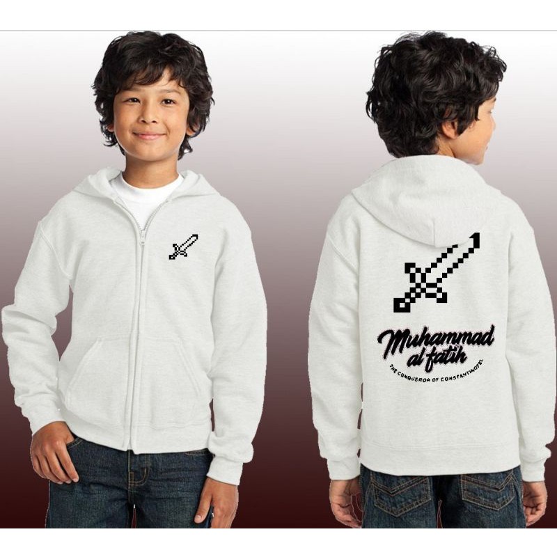 Jaket Zipper anak Muhammad Al fatih feat Minecraft