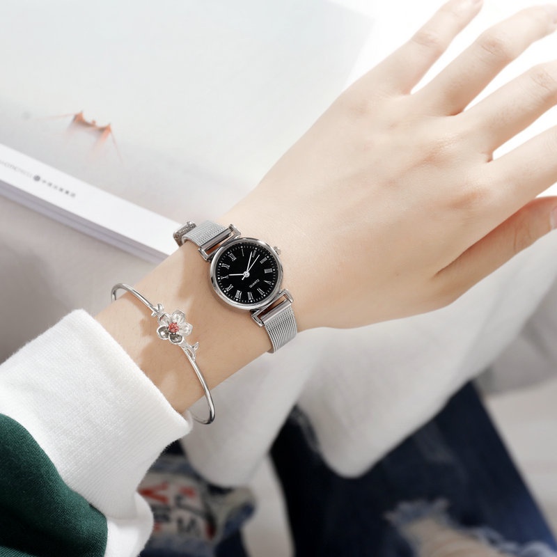 MURMURE.ID | JAM TANGAN WANITA ANALOG TALI STAINLESS STEEL ALA KOREA JAM TANGAN IMPORT FW017-ROMAWI