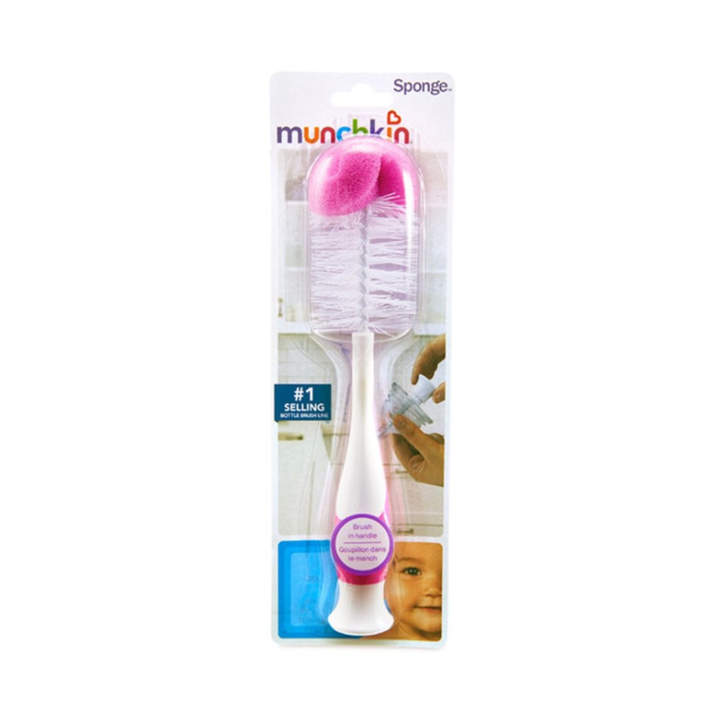 Munchkin Sponge Bottle Brush Sikat Botol Busa Spons Pink Merah Muda