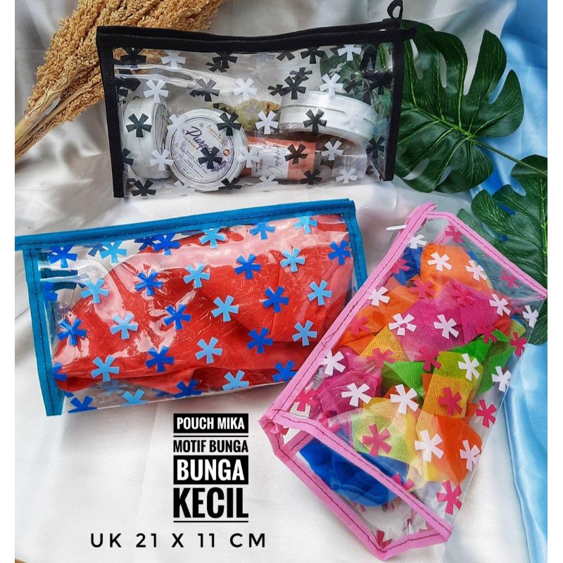 ( GROSIR) POUCH MIKA KOSMETIK MOTIF / TEMPAT PENCIL MIKA /POUCH MIKA SERBGUNA