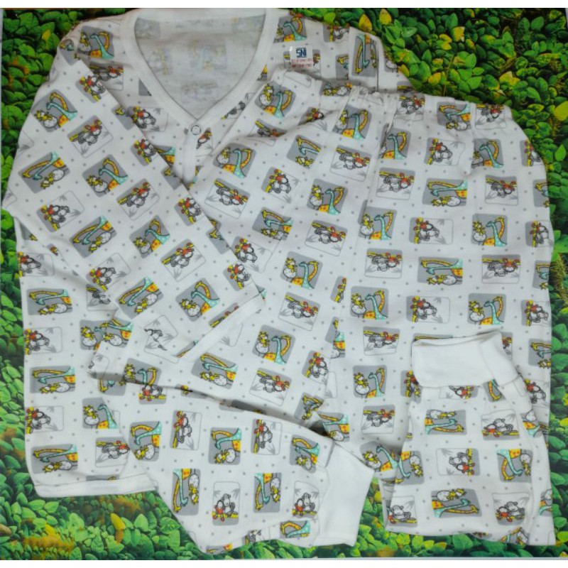 Stelan Panjang Bayi Motif/Piyama Tidur Kancing Depan UK 20-24