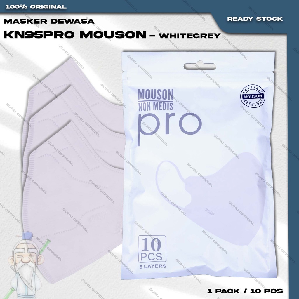 Masker KN95 PRO MOUSON 5PLY 10PCS White Grey Purple Soft Hybrid Surgical Mask KN 95 5 Ply