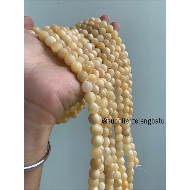 bahan batu Manigajah 10mm kuning natural akik corak retak SOFT YELLOW