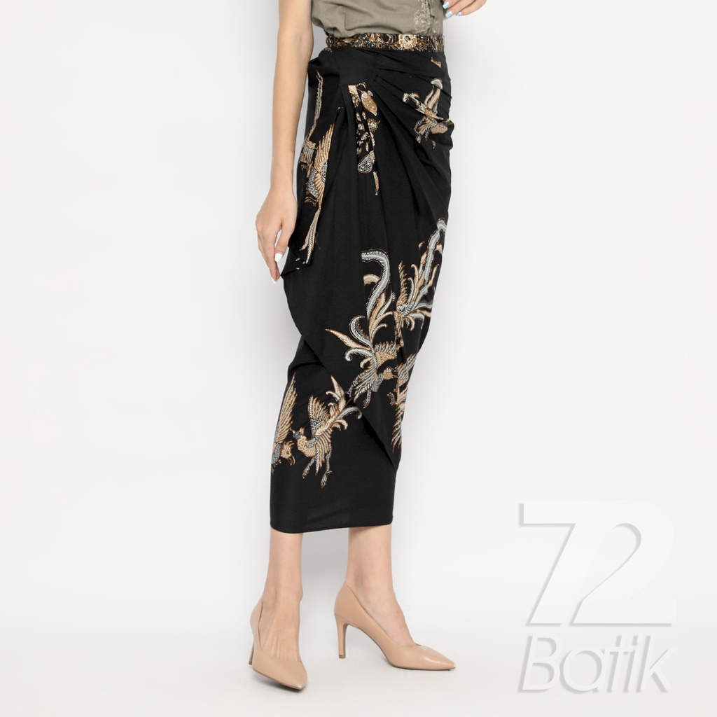 ROK BATIK SPAN Skirt Lilit Kebaya Instan Modern Wanita Motif Burung Warna Hitam 721044 CAP 72 - Rok Batik Lilit Bawahan Skirt Kamen Kebaya Songket Batik Panjang Plisket Span Instan Jadi Bali Lembaran Premium Modern Untuk Wanita Kondangan