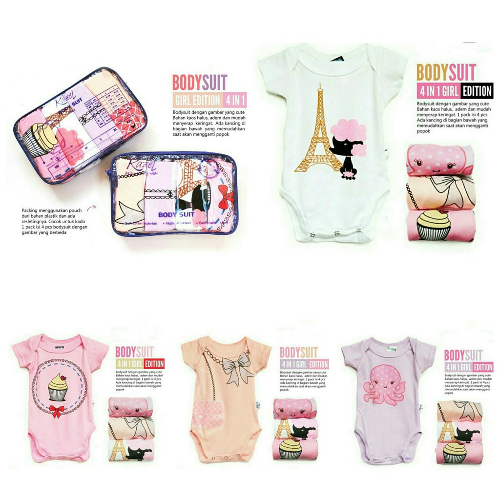 PROMO 7.7 KAZEL BODYSUIT JUMPER CHEF / BALLET BAJU ANAK / BAJU BAYI ( 1 BOX ISI 1 / 4 PCS ) / 1 PCS ECERAN PAKAIAN ANAK