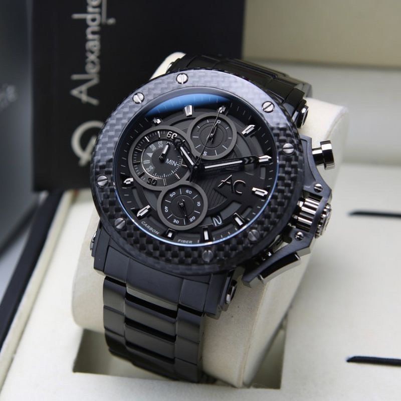 Jam Tangan Alexandre Christie Carbon AC 9205 Pria / AC9205 MC Rantai Full Black Original