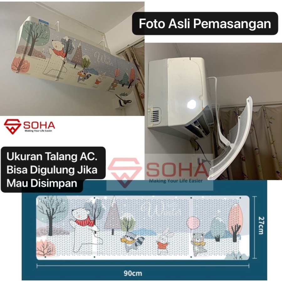 ART-032 Talang AC Reflektor Penutup penahan hembusan Angin air Screen