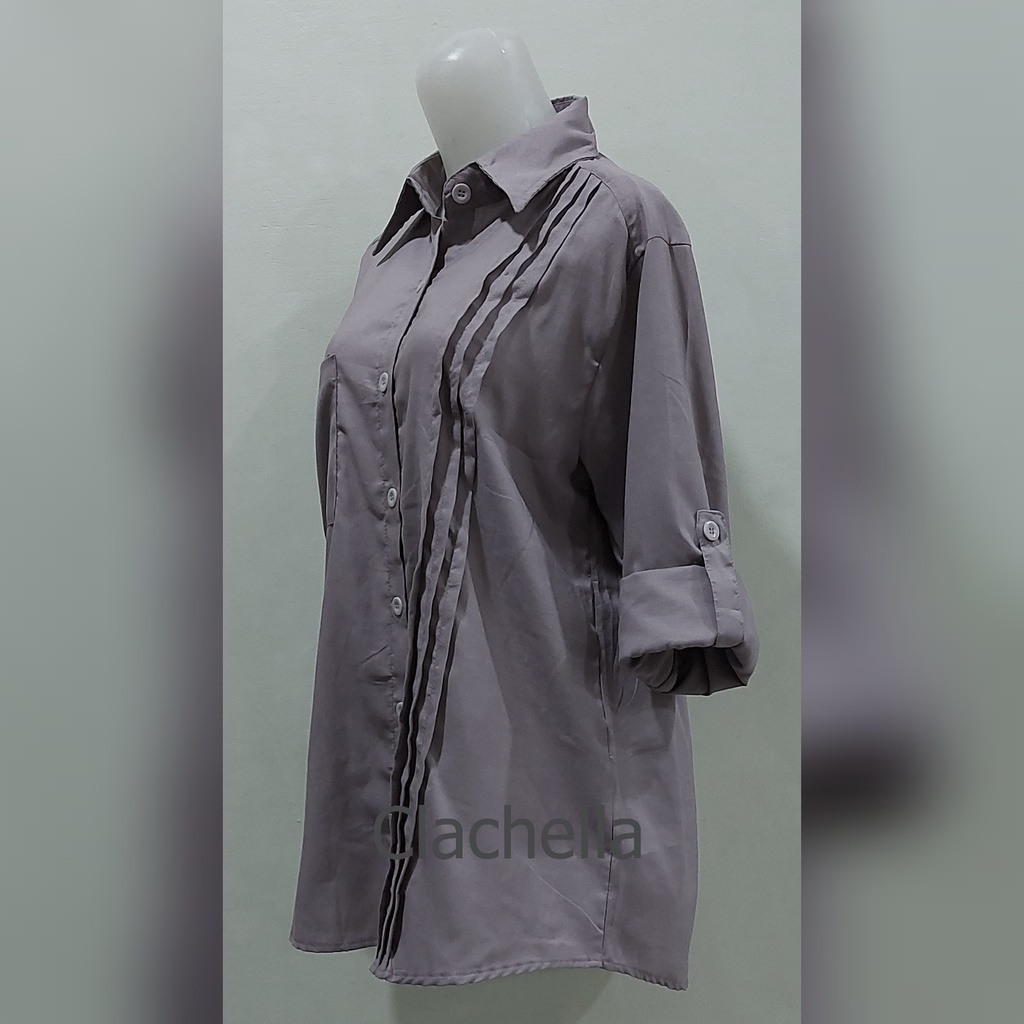 Clachella Kemeja Wanita Motif Polos, Baju Atasan Wanita B908603/B903603