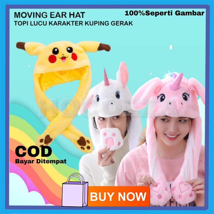 TOPI KUPING GERAK KARAKTER LUCU MOVING BUNNY EAR HAT WITH LED LIGHTS VA330