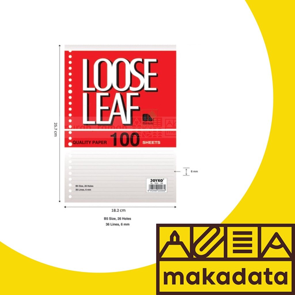 

LOOSE LEAF / KERTAS BINDER B5-100 GARIS JOYKO MURAH