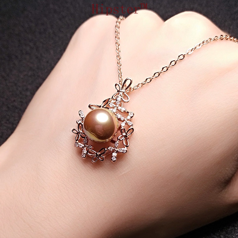 Fashion Elegant Graceful Pansy Cluster Natural Freshwater Pearl Pendant Necklace