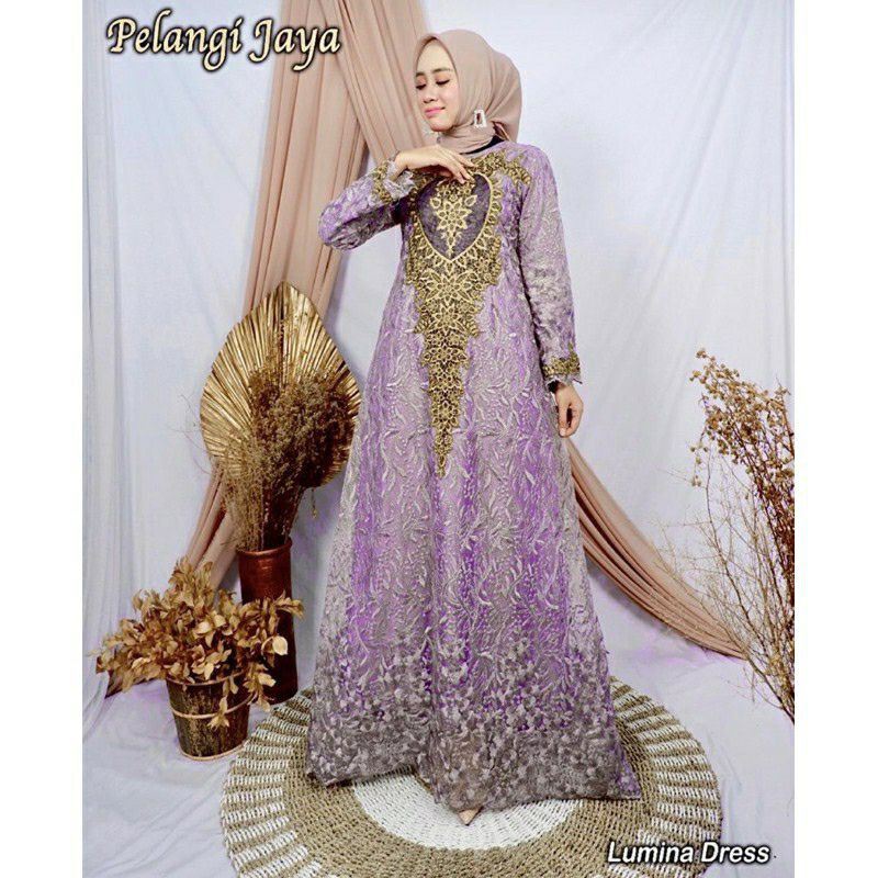 Lumina Dress / Gamis Tile Mix Bordir / Gamis Tile Mutiara / Gamis Cantik / Gamis Casual