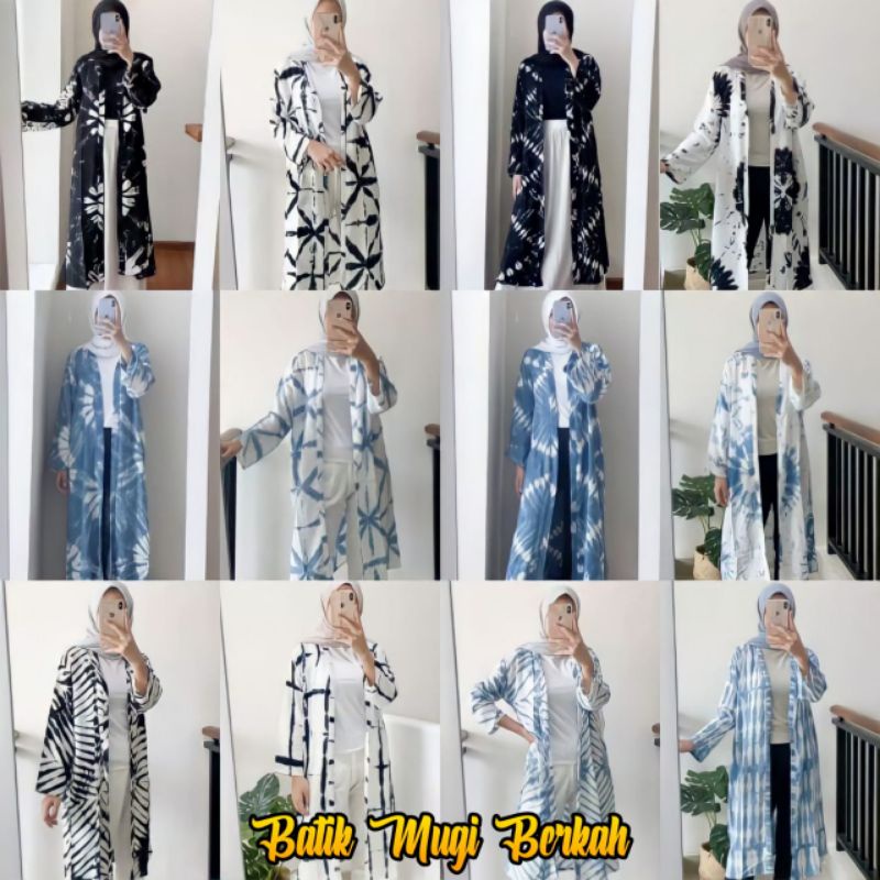 OUTER SABYAN  SHIBORI LONG VEST TIE DYE BAHAN RAYON KARDIGAN WANITA HITS KEKINIAN TERLARIS CARDIGAN