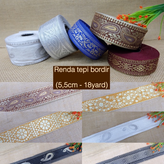 (5,5cm) Renda tepi / renda tepi india / renda tepian / renda tepi bordir / renda india