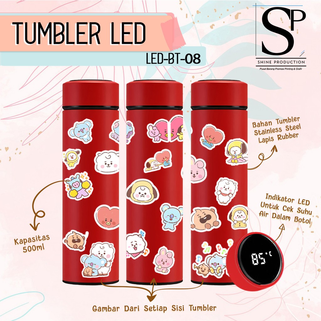 Tumbler BT21 with Indicator LED Botol Minum LED BT21