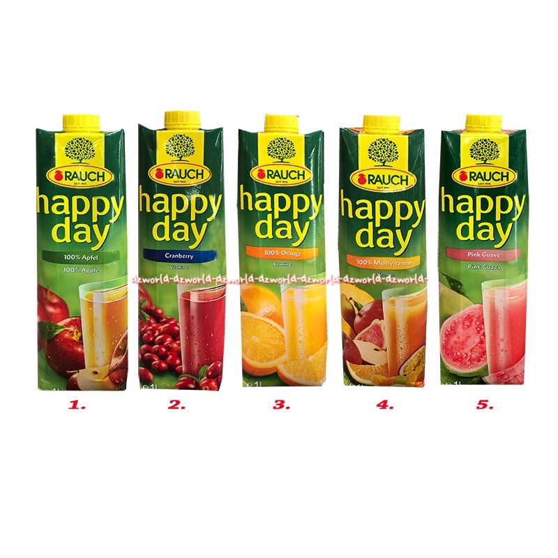 Rauch Happy Day 1L Apple Cranberry Orange Multivitamin Pink Guava Juice Uht Siap Minum Raunch Jus Siap Saji 1Litter