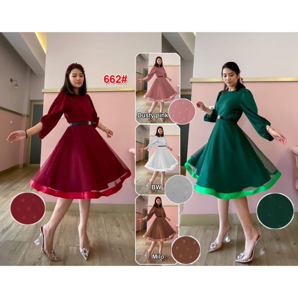 Dress Natal fashion wanita / Dress chibie2 fashion / Dress scuba Jessica Collection 662#