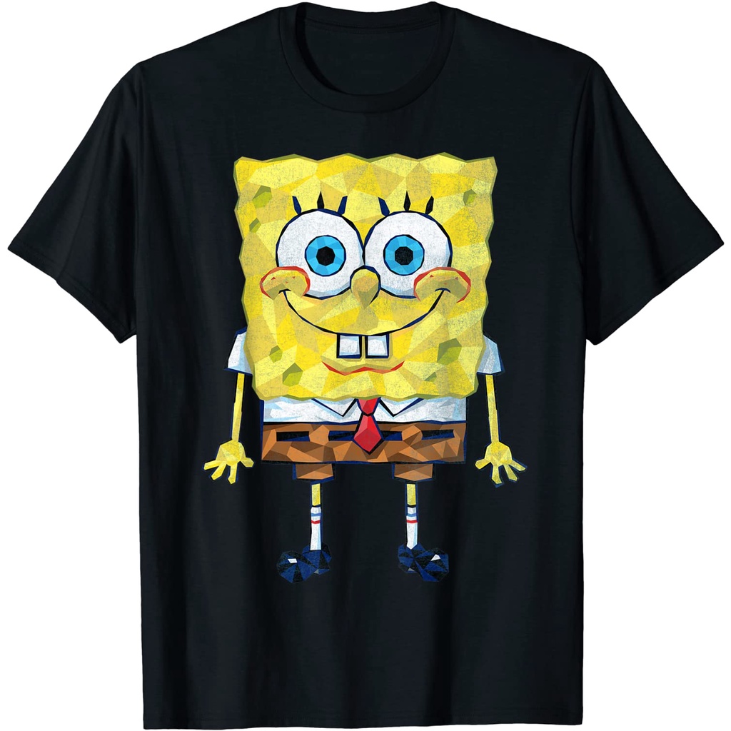 Kaos Anak Spongebob SquarePants Geometric Textured Design T-Shirt Fashion Baju Atasan Anak Laki Laki