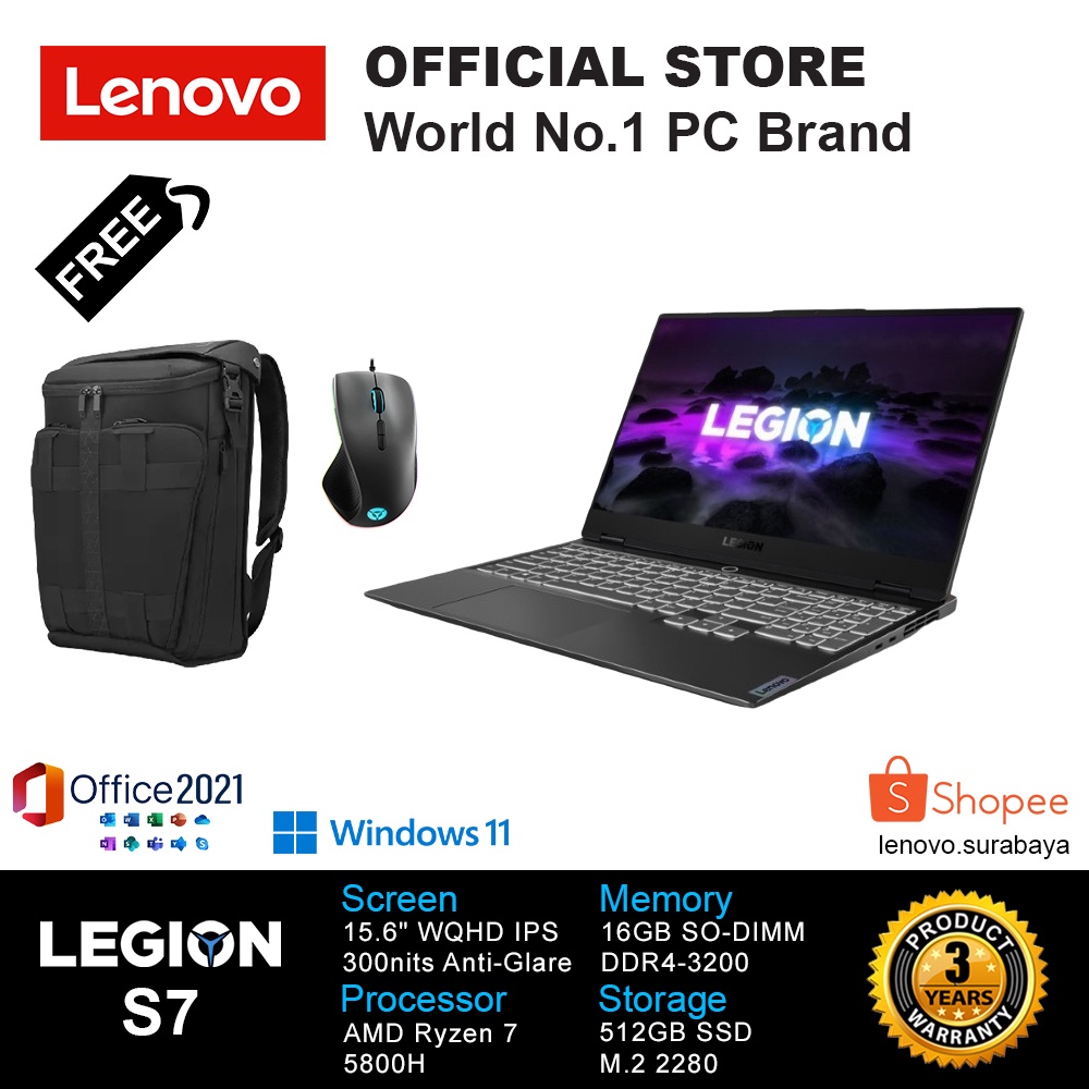 LENOVO GAMING LEGION S7 SLIM 7 SLIM7-15ACH6 2XID BLACK R7-5800