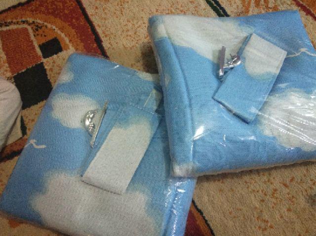 Gorden Blackout Blazer Awan Biru Smokring Silper Ukuran L140×200 T Pintu Jendela