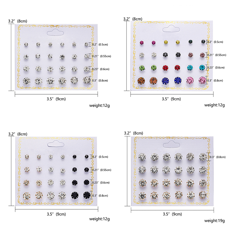 12 Pasang Anting Stud Mini Bahan Zirkon Gaya Korea Untuk Aksesoris Perhiasan