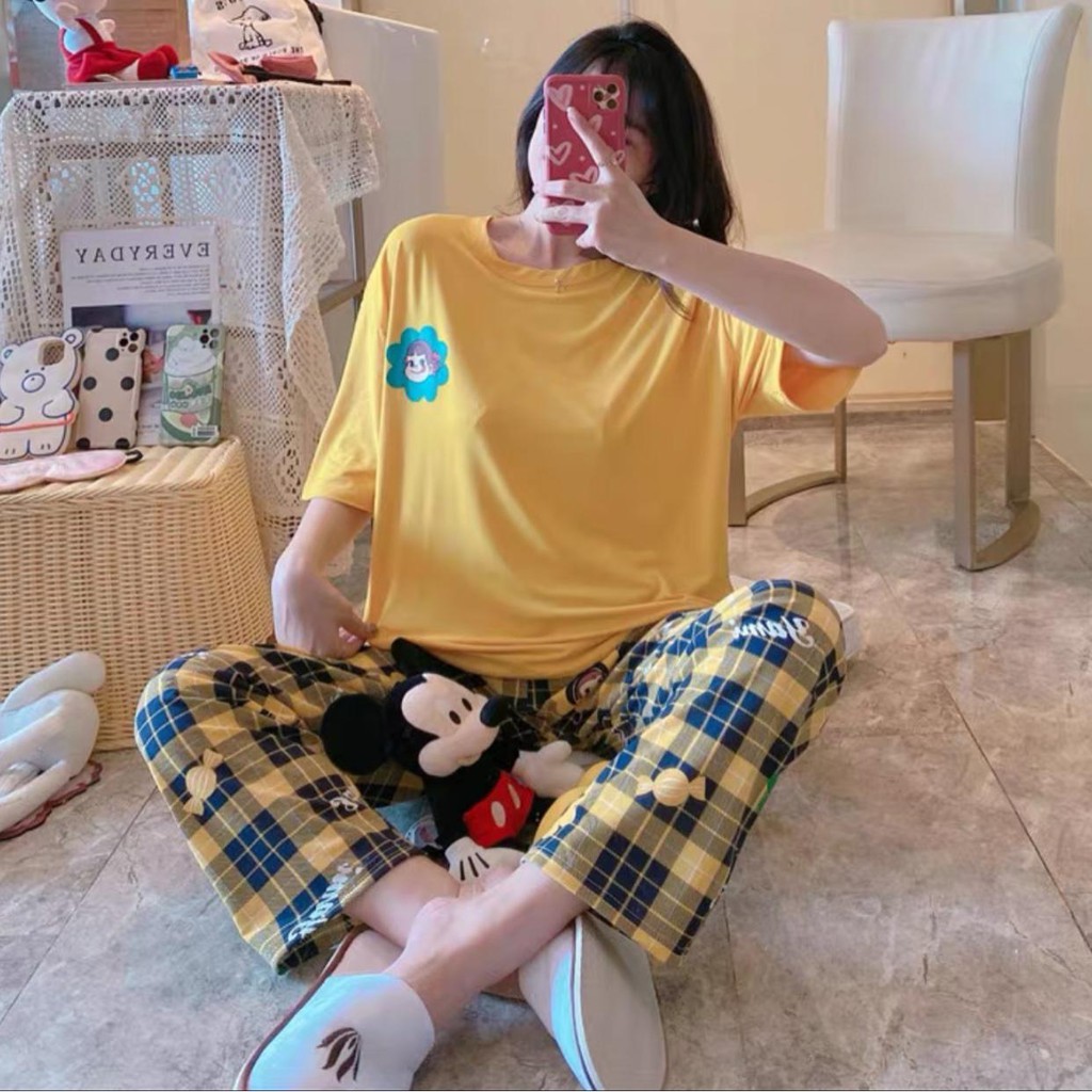 Baju Tidur Piyama Set/Piyama Wanita Import/Baju Piyama Motif Kartun/Woman Sleep Wear-4