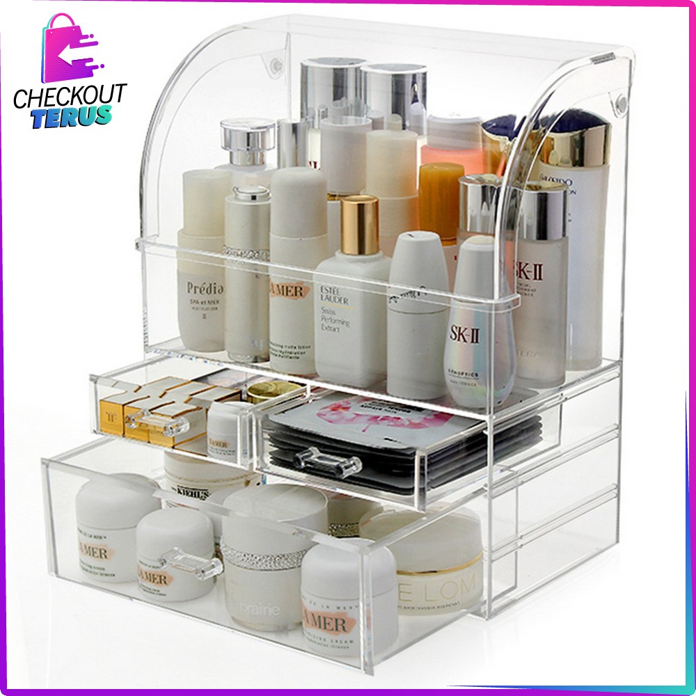 CT K132 Rak Kosmetik Dengan Laci Anti Debu Tempat Make Up Skincare Rak Akrilik Multifungsi Storage Organizer Drawer Cosmetic