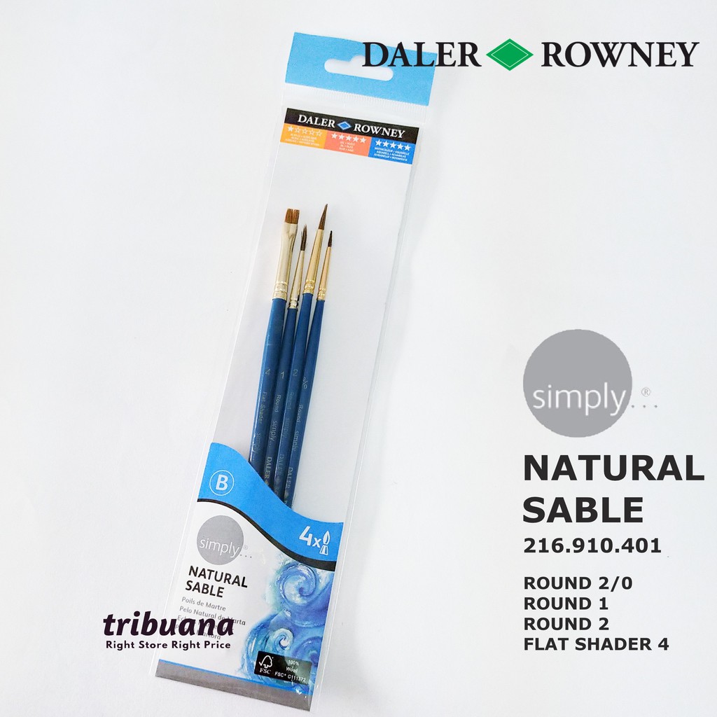 

DALER ROWNEY Simply Watercolour Natural Hair Brush Set 4 - Kuas lukis Set