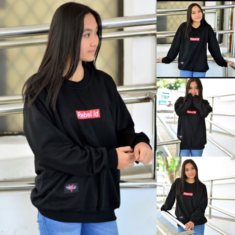 CREWNECK SWEATSHIRT SWEATER REBEL ID / SWEATER DISTRO REBEL ID ORIGINAL UNISEX/ BISA COD