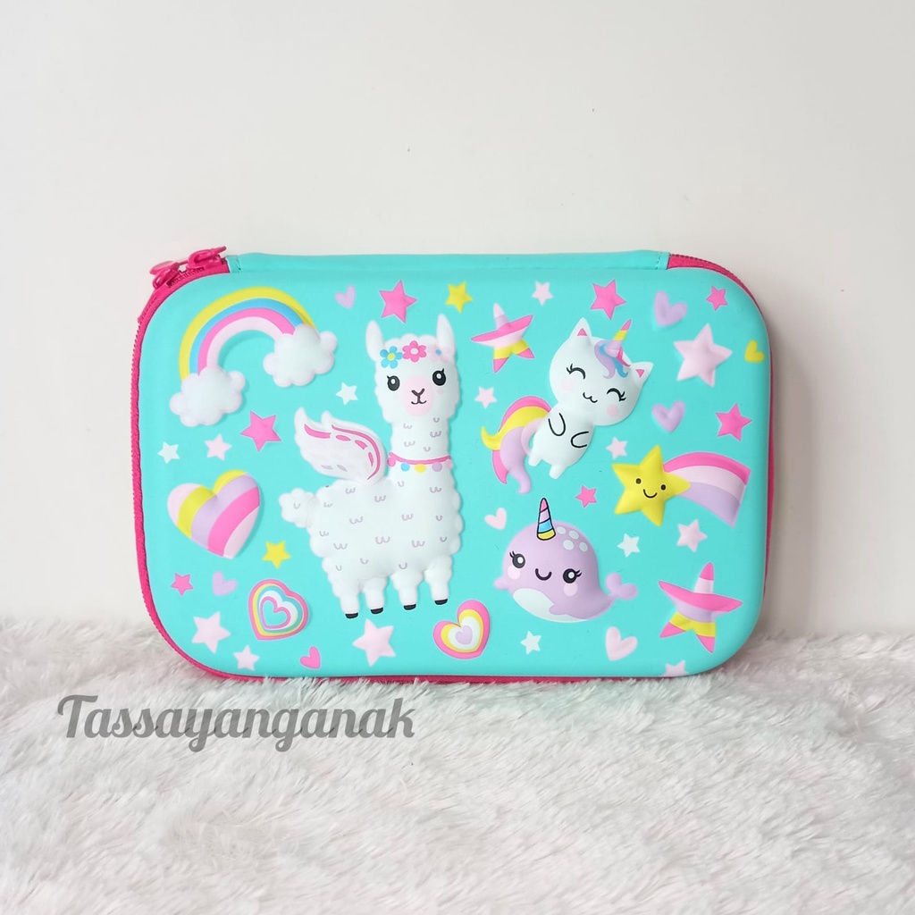 Kotak pensil unicorn 6D timbul Tempat pensil unicorn bahan EVA anti air kado ultah anak perempuan import kado unicorn kotak pensil anak perempuan