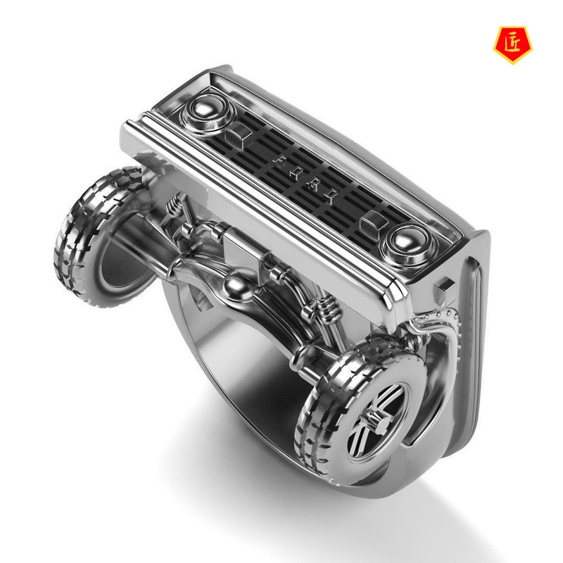 [Ready Stock]Punk Style 14K Gold Truck-Shaped Man's Ring