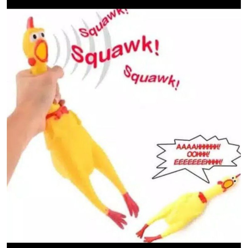 Laristerus79 Mainan AYAM TERIAK pencet bersuara bunyi karet shrilling screaming chicken toys kucing