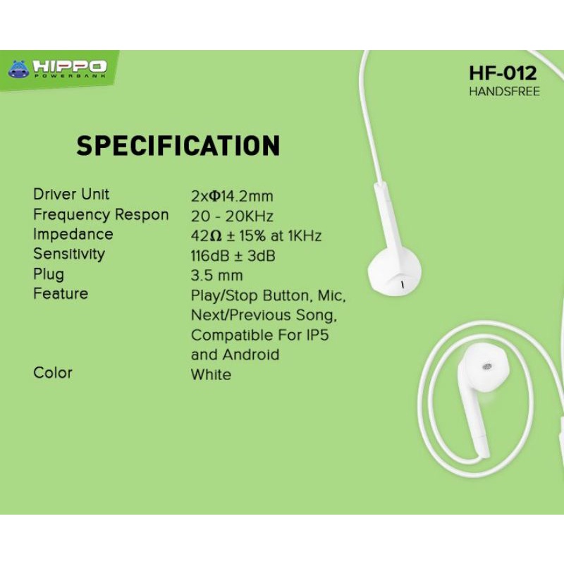 Headset Handsfree Hippo HF012 Super Bass